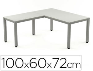 ALA PARA MESA ROCADA SERIE EXECUTIVE 60X 100 CM DERECHA O IZQUIERDA ACABADO AD02 ALUMINIO/ GRIS