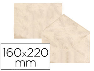 SOBRE FANTASIA MARMOLEADO BEIGE 160X220 MM 90 GR PAQUETE DE 25