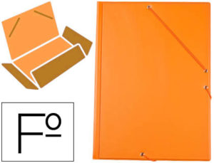 CARPETA LIDERPAPEL GOMAS PLASTICO FOLIO SOLAPA COLOR NARANJA