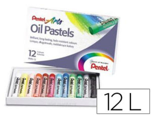 LAPICES PENTEL OIL PASTEL CAJA DE 12 COLORES SURTIDOS