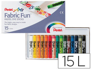 LAPICES PENTEL PASTEL PARA TEXTIL CAJA DE 15 COLORES SURTIDOS