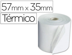 ROLLO SUMADORA Q-CONNECT TERMICO 57 MM ANCHO X 35MM DIAMET.PARA MAQUINAS TERMINAL PUNTO DE VENTA SIN BISFENOL A