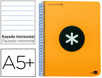 CUADERNO ESPIRAL LIDERPAPEL CUARTO ANTARTIK TAPA PLASTICO 80H 100 GR HORIZONTAL CON MARGEN NARANJA