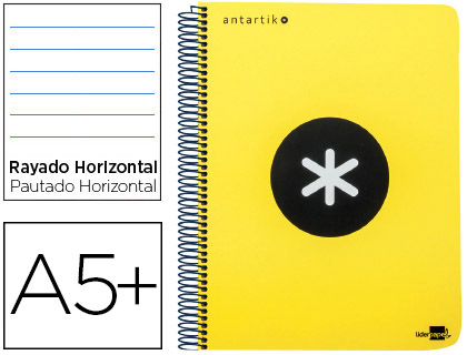 CUADERNO ESPIRAL LIDERPAPEL CUARTO ANTARTIK TAPA PLASTICO 80H 100 GR HORIZONTAL CON MARGEN AMARILLO
