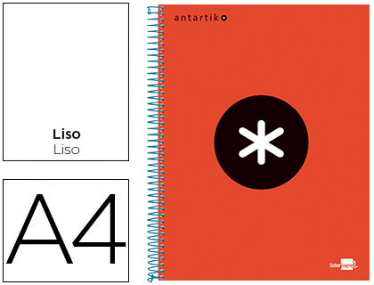 CUADERNO ESPIRAL LIDERPAPEL A4 MICRO ANTARTIK TAPA FORRADA 120H 100 GR LISO CON BANDAS 4 TALADROS COLOR ROJO