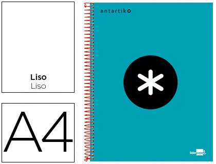 CUADERNO ESPIRAL LIDERPAPEL A4 MICRO ANTARTIK TAPA FORRADA 120H 100 GR LISO CON BANDAS 4 TALADROS COLOR TURQUESA