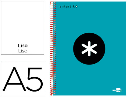 CUADERNO ESPIRAL LIDERPAPEL A5 MICRO ANTARTIK TAPA FORRADA 120H 100G LISO CON BANDAS 6 TALADROS COLOR TURQUESA