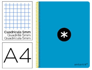 CUADERNO ESPIRAL LIDERPAPEL A-4 ANTARTIK TAPA DURA 80H 1 00 GR CUADRO 5MM COLOR AZUL
