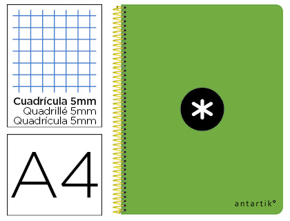 CUADERNO ESPIRAL LIDERPAPEL A-4 ANTARTIK TAPA DURA 80H 1 00 GR CUADRO 5MM CON MARGENCOLOR VERDE FLUOR