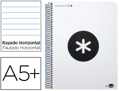 CUADERNO ESPIRAL LIDERPAPEL CUARTO ANTARTIK TAPA DURA 80H 100 GR HORIZONTAL CON MARGEN COLOR BLANCO