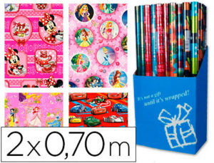 PAPEL FANTASIA DISNEY NIÑA ROLLO 2 X 0,70 MT 60 GR MODELOS SURTIDOS