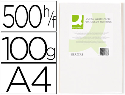 PAPEL FOTOCOPIADORA Q-CONNECT ULTRA WHITE DIN A4 100 GRAMOS PAQUETE DE 500 HOJAS