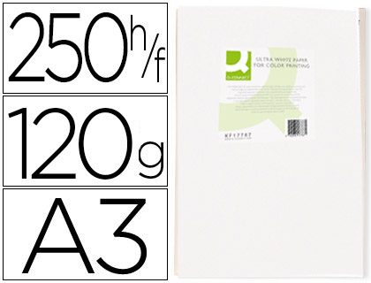 PAPEL FOTOCOPIADORA Q-CONNECT ULTRA WHITE DIN A3 120 GRAMOS PAQUETE DE 250 HOJAS
