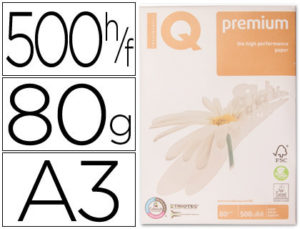 PAPEL FOTOCOPIADORA IQ PREMIUM DIN A3 80 GRAMOS PAQUETE DE 500 HOJAS