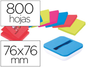 SOPORTE BLOC DE NOTAS ADHESIVAS QUITA Y PON POST-IT SUPER STICK Z NOTES COLOR AZUL CON 8 BLOC 76X76 MM