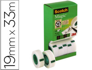 CINTA ADHESIVA SCOTCH MAGIC 19MM X 33 MT PACK DE 14 ROLLOS CON DISPENSADOR DE CARTON