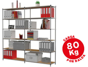ESTANTERIA FAST-PAPERFLOW METALICA 6 ESTANTES 80 KG POR ESTANTE 200X100X35 CM BASE