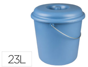 CUBO DE BASURA DOMESTICO CON TAPA 23 LITROS PARA BOLSAS 55X60CM AZUL