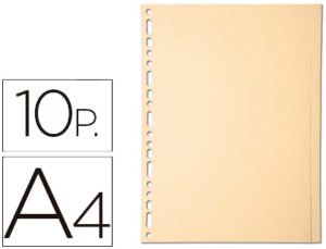 SEPARADOR EXACOMPTA CARTULINA JUEGO DE 10 SEPARADORES DIN A4MULTITALADRO COLOR CREMA