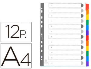 SEPARADOR EXACOMPTA CARTULINA JUEGO DE 12 SEPARADORES DIN A4MULTITALADRO COLOR BLANCO