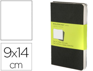 LIBRETA MOLESKINE TAPA DURA LISO 64 HOJAS CON 16 HOJAS DESMONTABLES COLOR NEGRO PACK DE 3 UNIDADES 90X140 MM