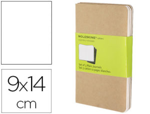 LIBRETA MOLESKINE TAPA DURA LISO 64 HOJAS CON 16 HOJAS DESMONTABLES COLOR KRAFT PACK DE 3 UNIDADES 90X140 MM