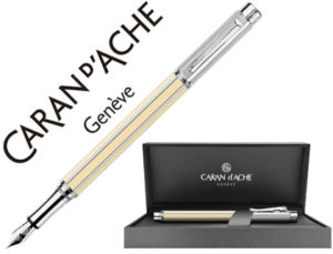 PLUMA CARAN D’ACHE VARIUS LACA CHINA IVORY PLACADA RODIO PLUMIN ORO 18K RODIADO CON ESTUCHE PLUMIN MEDIO