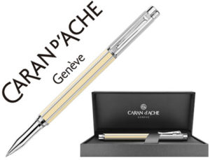 ROLLER CARAN D’ACHE VARIUS LACA CHINA IVORY PLACADO RODIO CON ESTUCHE PUNTA MEDIA