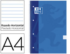 BLOC ESPIRAL OXFORD TAPA CARTONCILLO DIN A4 50 HOJAS RAYADO HORIZONTAL