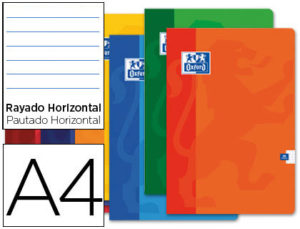 LIBRETA ESCOLAR OXFORD 48 H DIN A4 RAYADO HORIZONTAL COLORES SURTIDOS