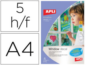 FILM TRANSPARENTE APLI PARA VENTANAS DIN A4 PARA IMPRESORA INKJET PAQUETE DE 5 HOJAS