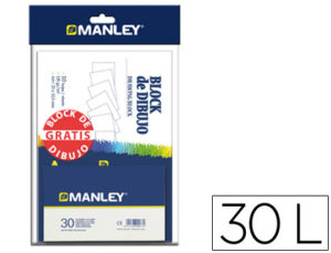 LAPICES CERA MANLEY CAJA DE 30 COLORES + BLOC DIBUJO OBSEQUIO