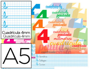 LIBRETA LIDERPAPEL PAUTAGUIA TAPA CARTONCILLO 32 HOJAS DIN A5 70 G CUADRICULADO PAUTADO 4 MM APAISADO CON MARGEN