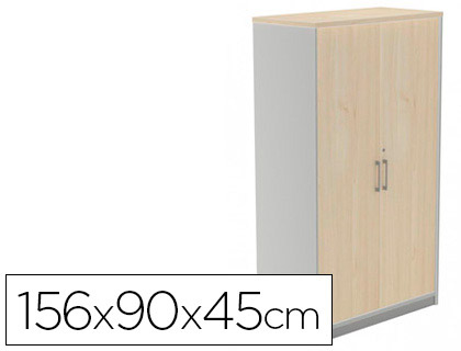 ARMARIO ROCADA CON TRES ESTANTES Y DOS PUERTAS ENTERAS SERIE STORE 156X90X45 CM ACABADO AB01 ALUMINIO/HAYA