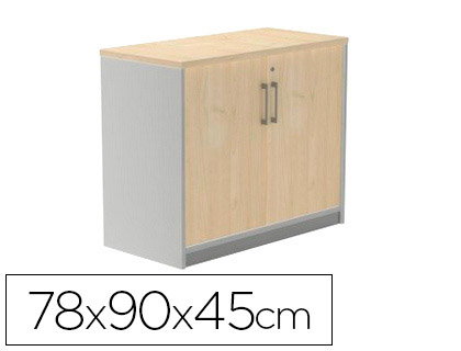 ARMARIO ROCADA CON UN ESTANTE Y DOS PUERTAS ENTERAS SERIE STORE 78X90X45 CM ACABADO AB01 ALUMINIO/HAYA