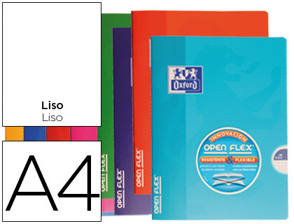 LIBRETA ESCOLAR OXFORD TAPA FLEXIBLE OPTIK PAPER OPENFLEX 48 HOJAS 90 GR DIN A4 LISO COLORES SURTIDOS