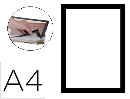 MARCO PORTA ANUNCIOS Q-CONNECT MAGNETO DIN A4 DORSO ADHESIVO REMOVIBLE COLOR NEGRO PACK DE 2