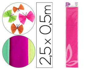 PAPEL CRESPON LIDERPAPEL 50 CM X 2,5 M 34G/M2 ROSA FLUORESCENTE