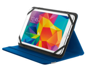 FUNDA TRUST PRIMO FOLIO UNIVERSAL PARA TABLETS 7-8″ CON SOPORTE Y CIERRE ELASTICO COLOR AZUL