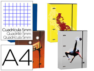 CARPETA LIDERPAPEL DIN A4 FORRADA CON RECAMBIO 120 HOJAS 80 GR 5MM 4AN. REDONDAS 20MM CIERRE GOMA SPORT STAR