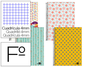 CUADERNO ESPIRAL LIDERPAPEL FOLIO 80H CUADRO 4MM TAPA CON MARGEN CARTONCILLO 60 GR FANTASIA 2016 SEASONS