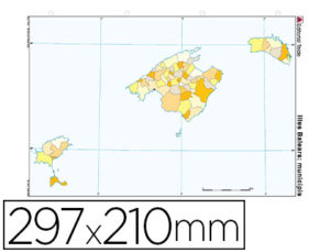 MAPA MUDO COLOR DIN A4 ISLAS BALEARES POLITICO