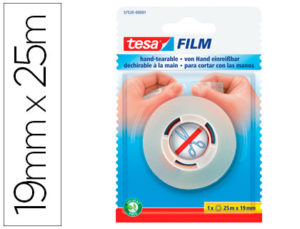 CINTA ADHESIVA TESAFILM SIN TIJERAS 25 M X 19 MM