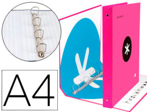CARPETA 4 ANILLAS 40 MM MIXTAS LIDERPAPEL ANTARTIK A4 FORRADA COLOR ROSA