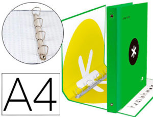 CARPETA 4 ANILLAS 40 MM MIXTAS LIDERPAPEL ANTARTIK A4 FORRADA COLOR VERDE