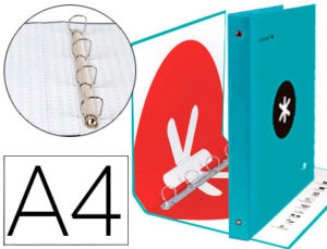 CARPETA 4 ANILLAS 40 MM MIXTAS LIDERPAPEL ANTARTIK A4 FORRADA COLOR TURQUESA