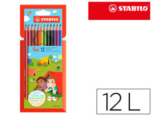 LAPICES DE COLORES STABILO TRIO SLIM CAJA DE 12 COLORES