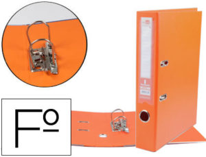 ARCHIVADOR DE PALANCA LIDERPAPEL FOLIO DOCUMENTA FORRADO PVC CON RADO LOMO 52 MM NARANJA COMPRESOR METALICO