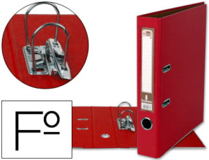 ARCHIVADOR DE PALANCA LIDERPAPEL FOLIO DOCUMENTA FORRADO PVC CON RADO LOMO 52 MM ROJO COMPRESOR METALICO