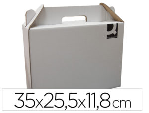 CAJA MALETIN CON ASA Q-CONNECT CARTON PARA ENVIO Y TRANSPORTE 355X120X258 MM